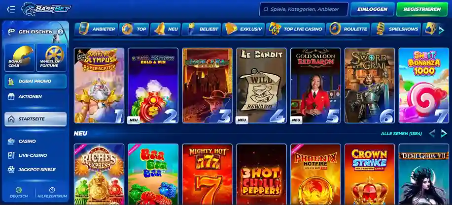 BassBet Casino Österreich – Startseite mit Slots, Live Casino und Bonusaktionen